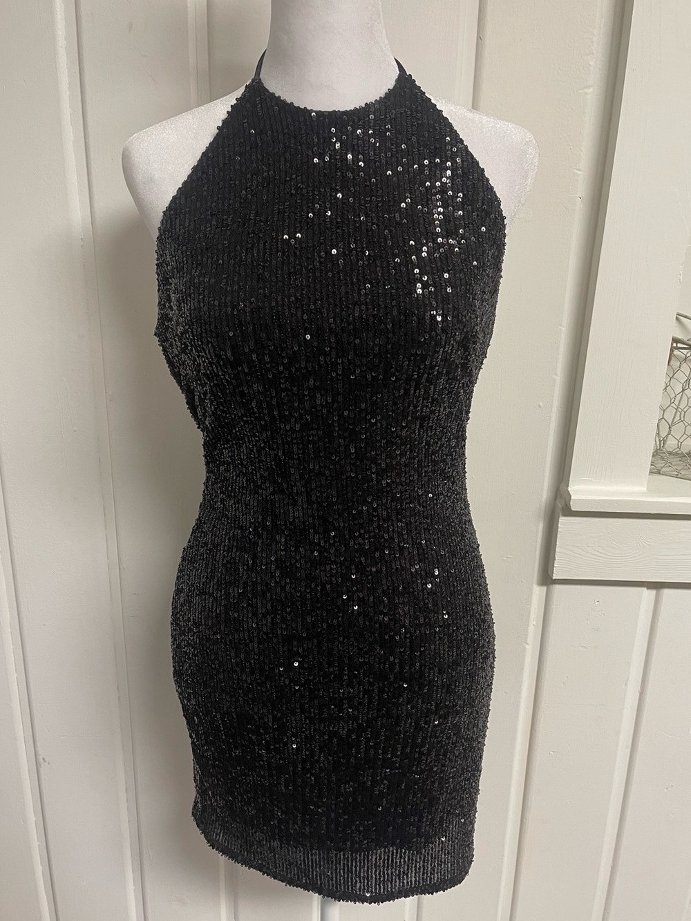 ITMFL Black Sequins Halter Dress